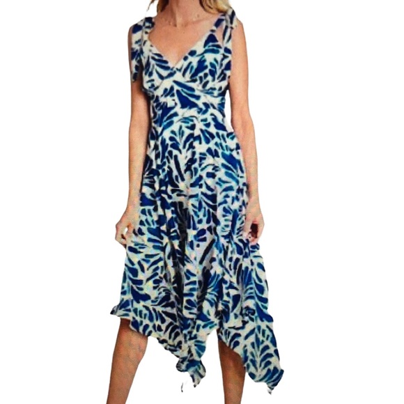 Alexis For Target Blue And White Botanical Print Handkerchief Dress Size M - Picture 1 of 9